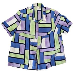 Vintage Allison Daley Button Up Multicolor Shirt Size 18W